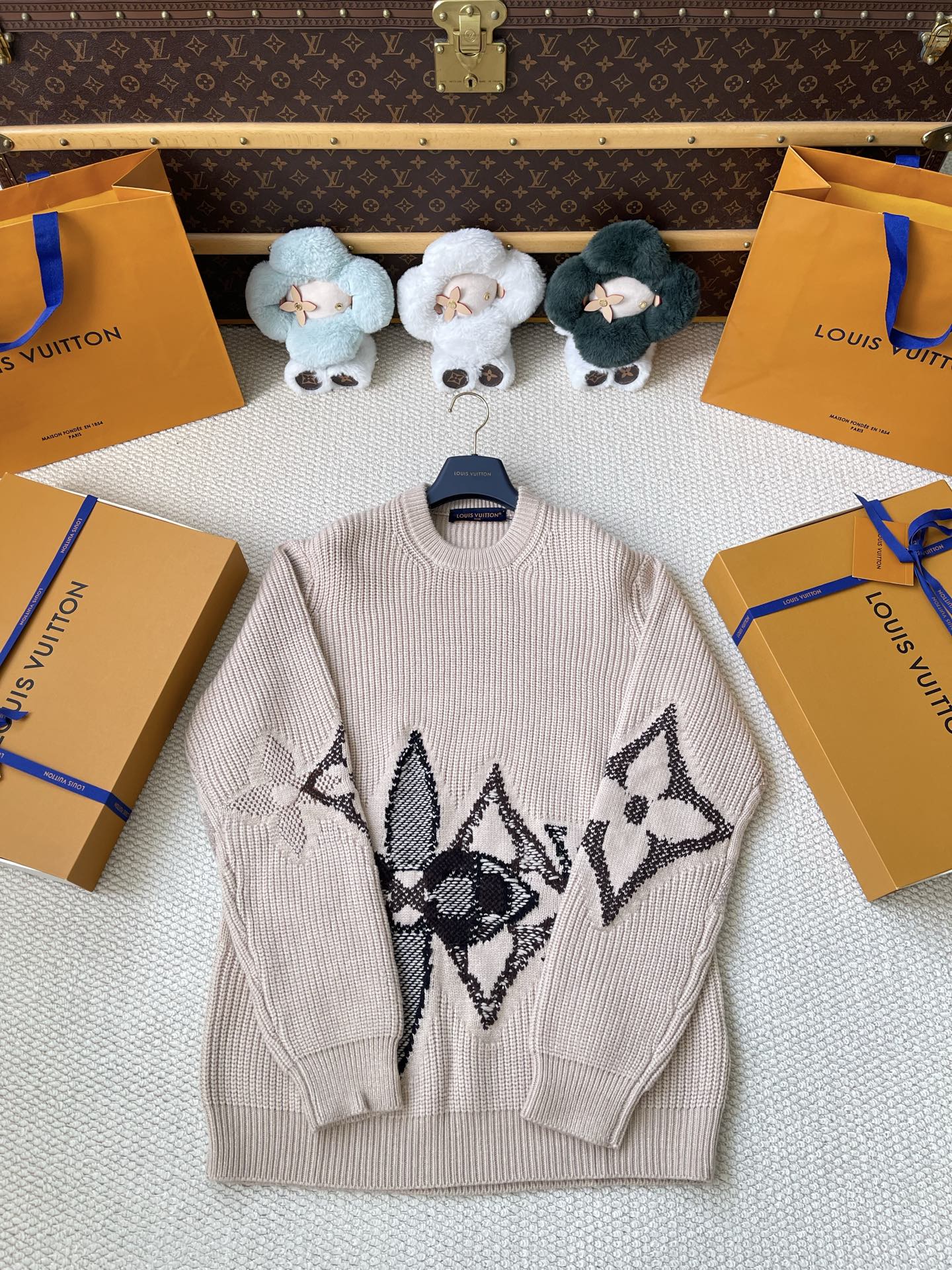 Large Floral-Motif Crewneck Sweater — product photograph