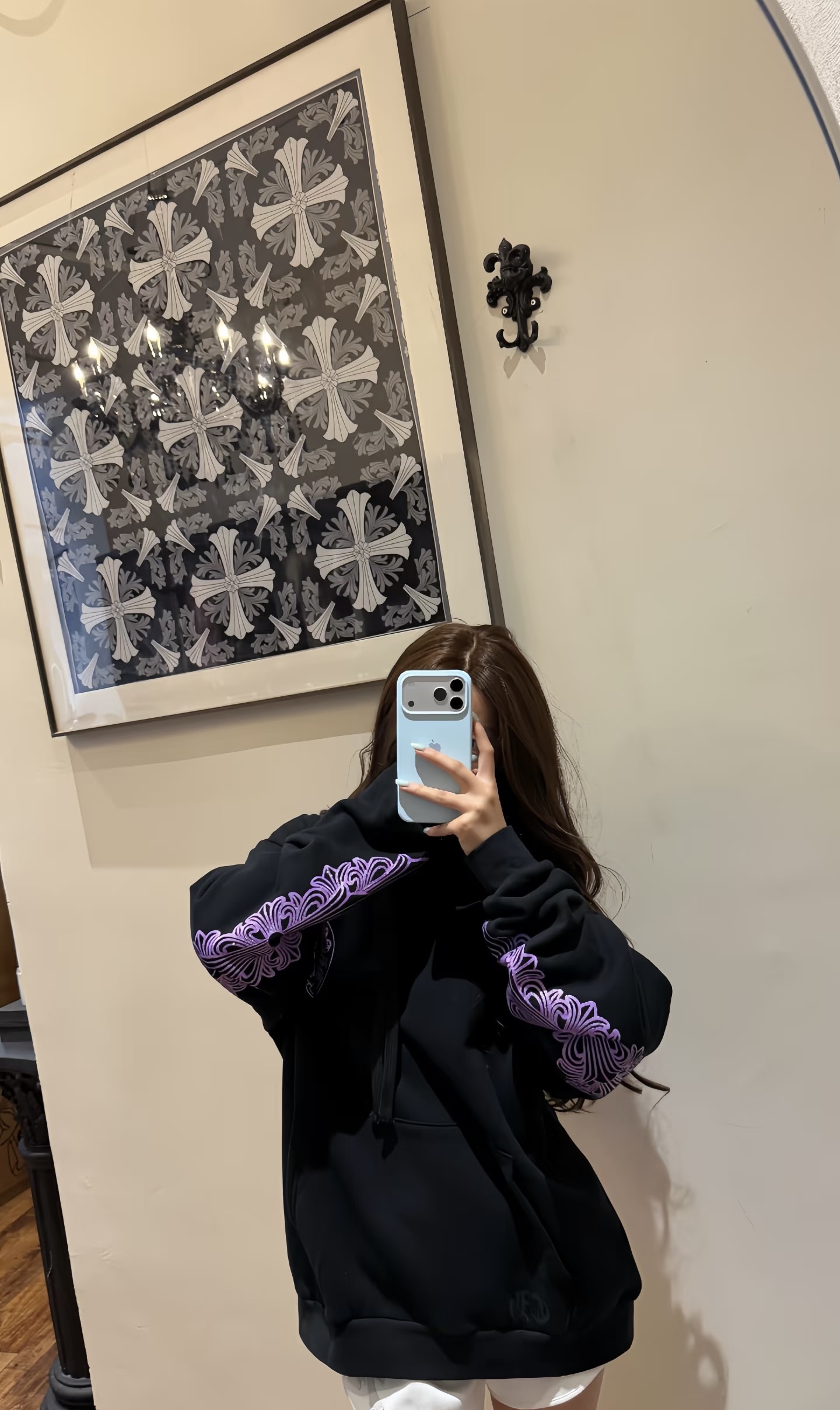 Purple-Graphic Pullover Hoodie — product photograph