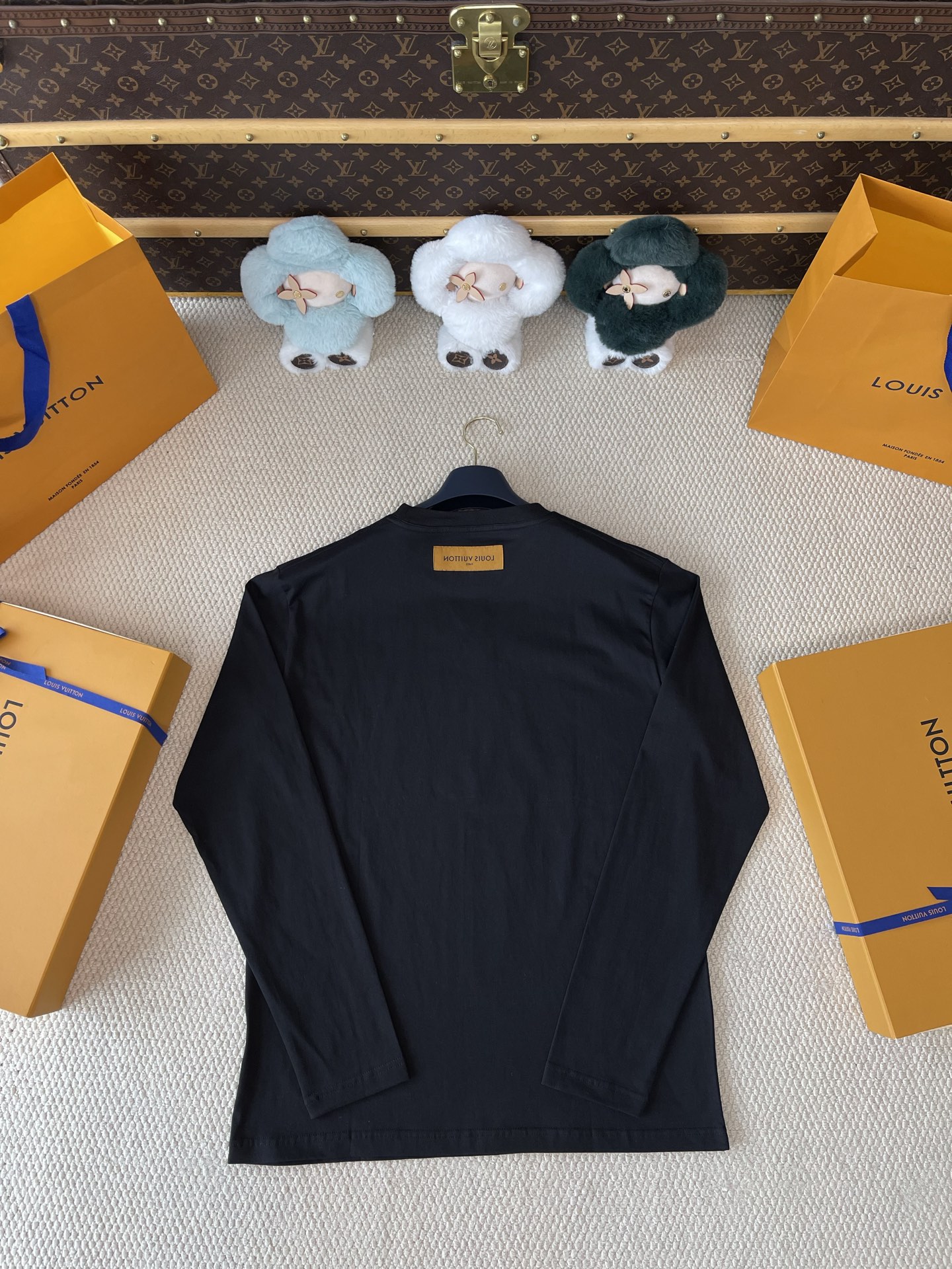 Raised-Monogram Long-Sleeve T-Shirt — product photograph