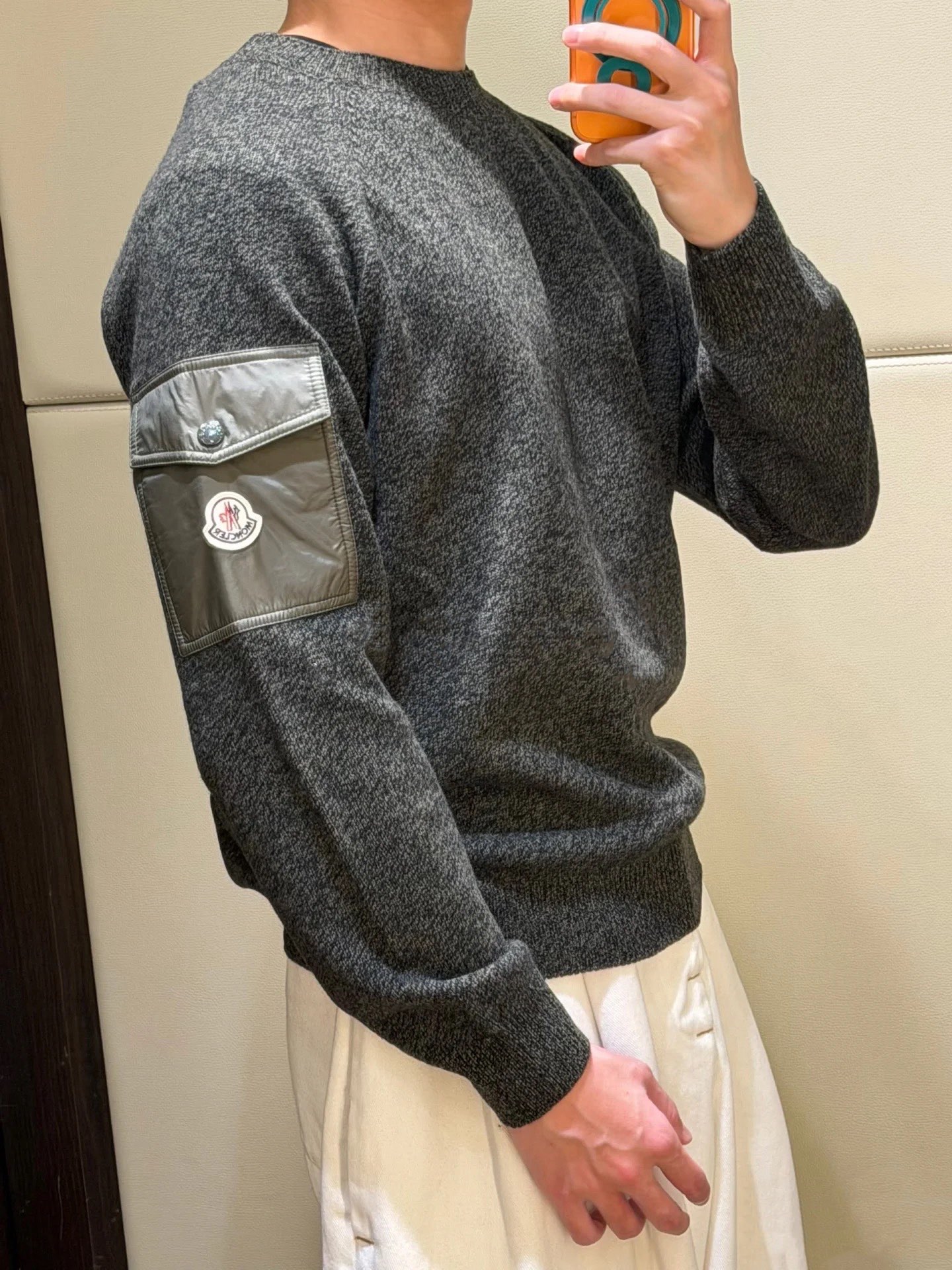 Sleeve-Pocket Crewneck Sweater — product photograph