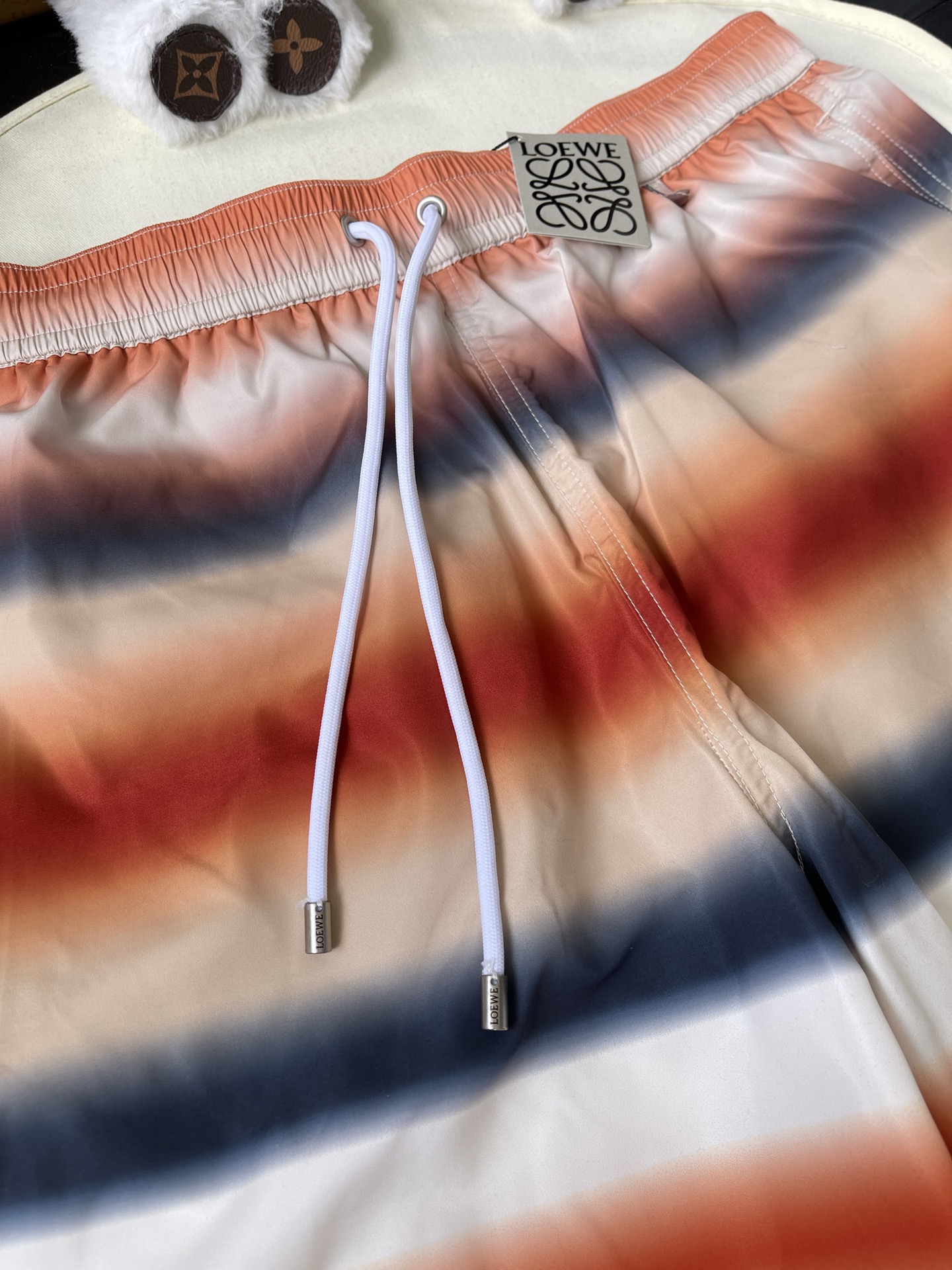Sunset-Stripe Drawstring Shorts — product photograph