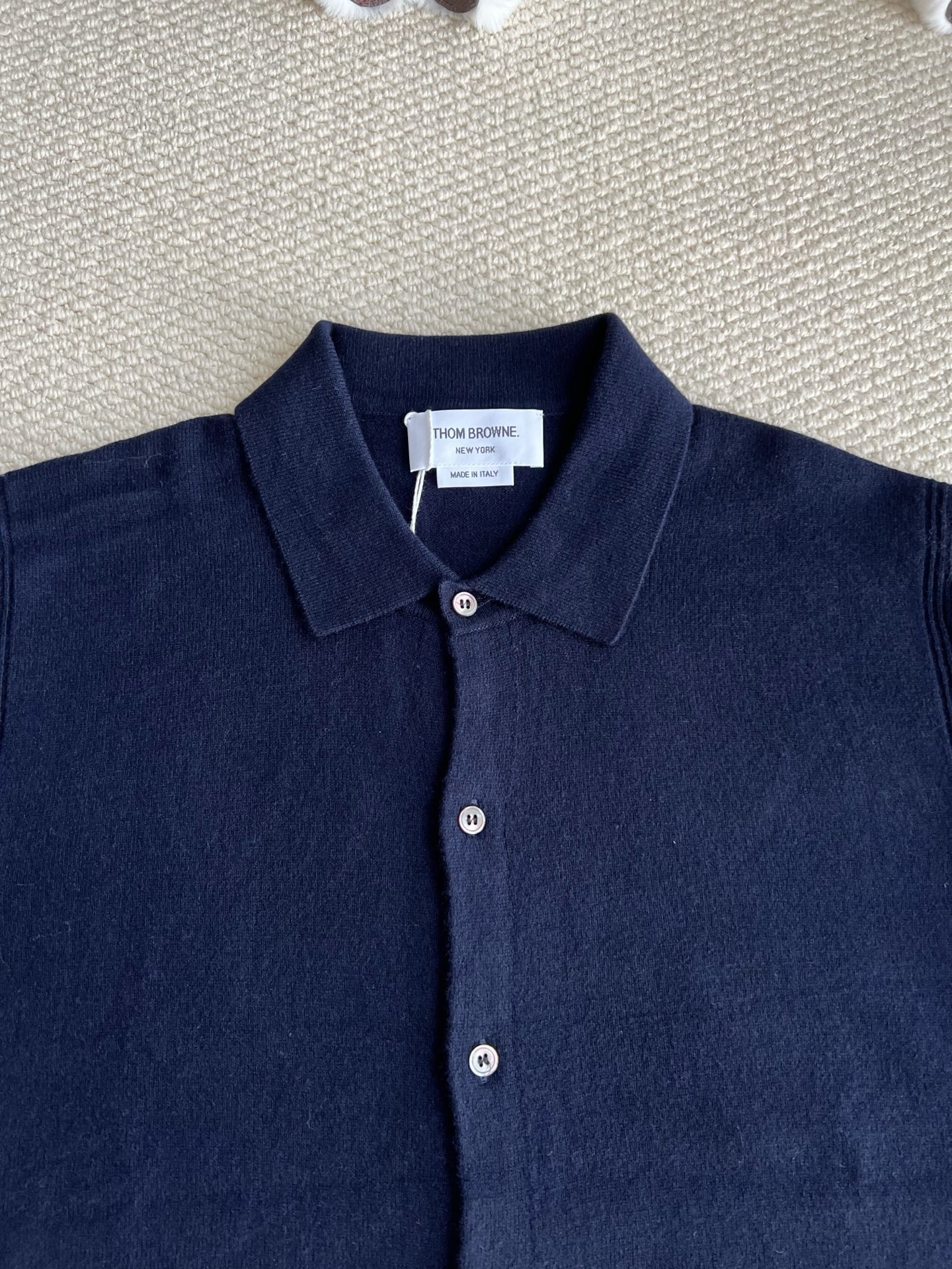 Four-Bar Collared Button Cardigan — product photograph