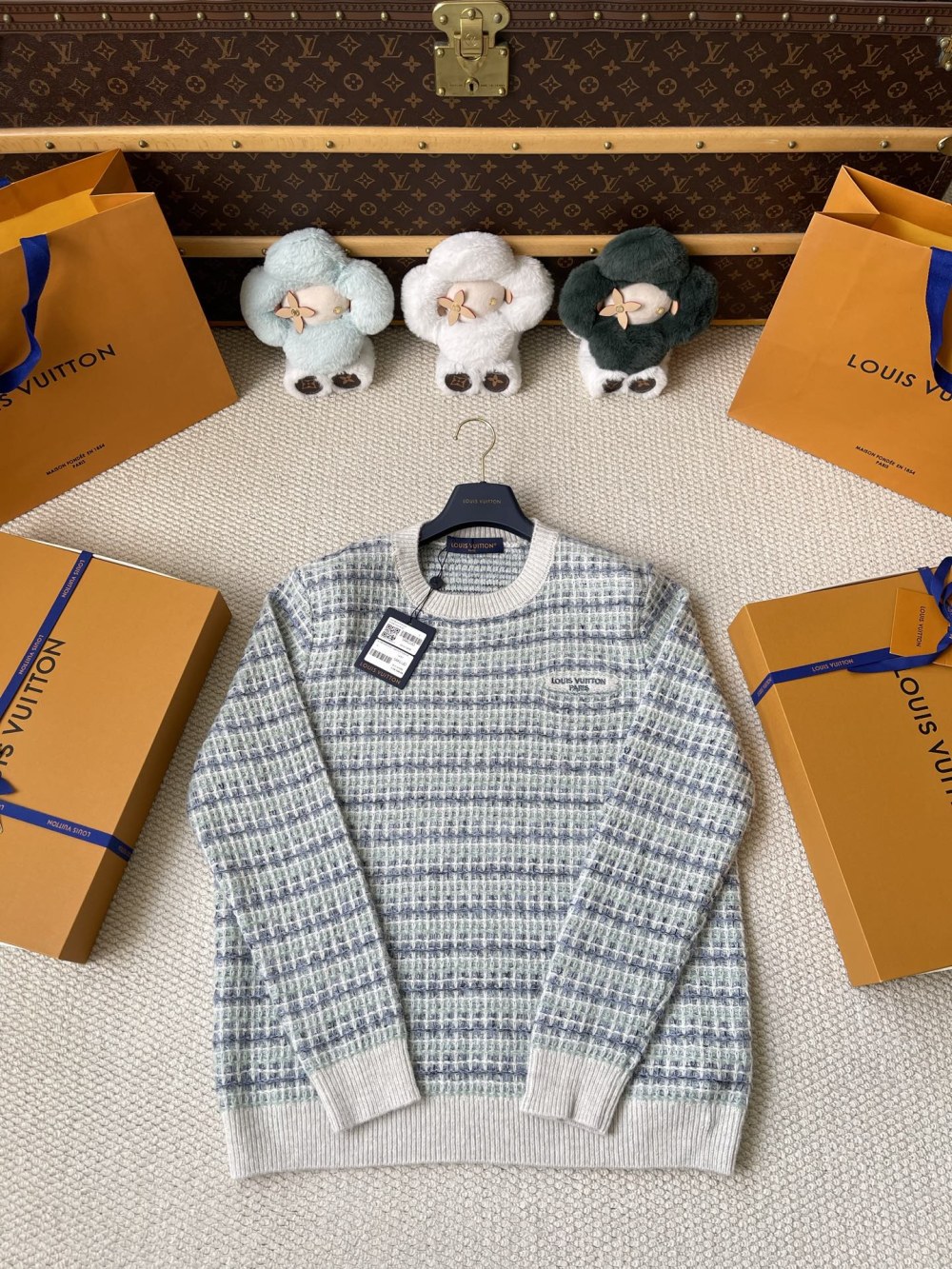 Textured Check Knit Sweater — product photograph