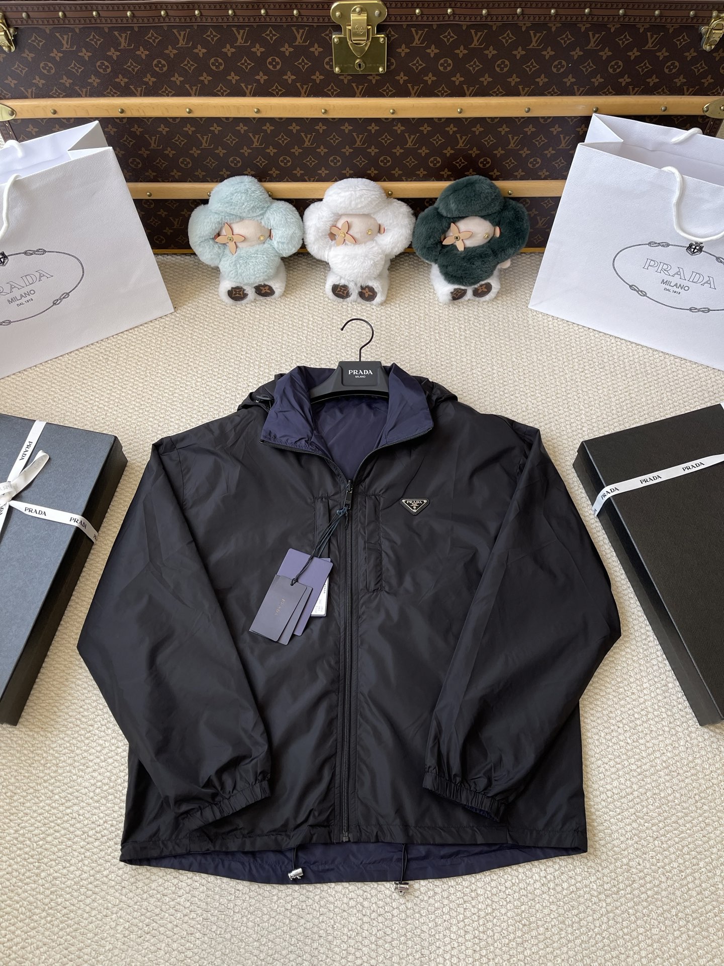 Triangle-Emblem Hooded Zip Jacket — product photograph