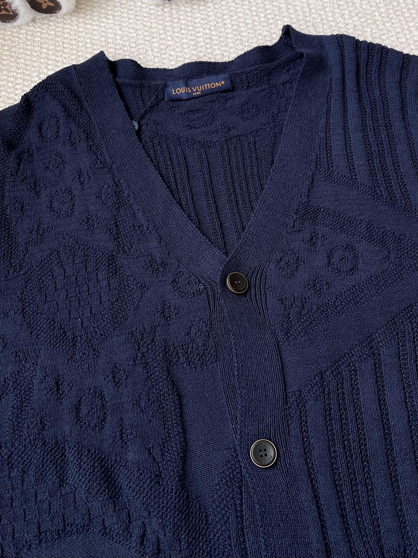 Tonal Monogram Ribbed Cardigan — product photograph