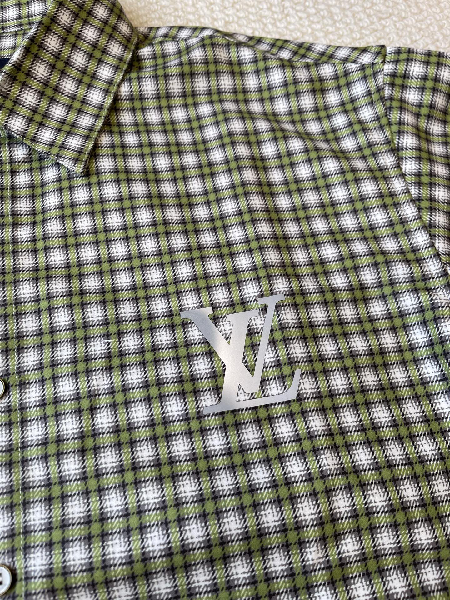Monogram-Pocket Gingham Shirt — product photograph
