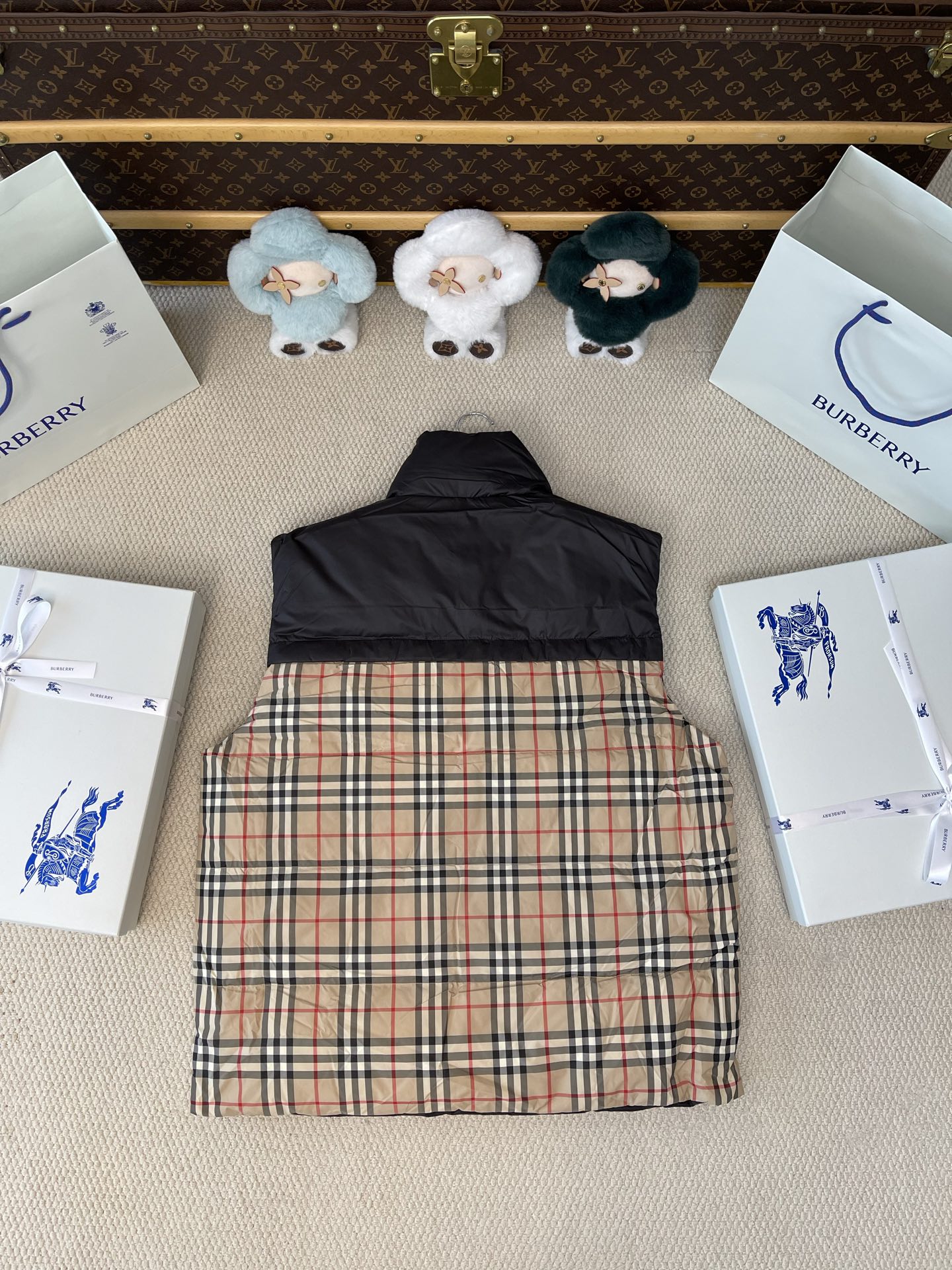 Check-Panel Padded Vest — product photograph