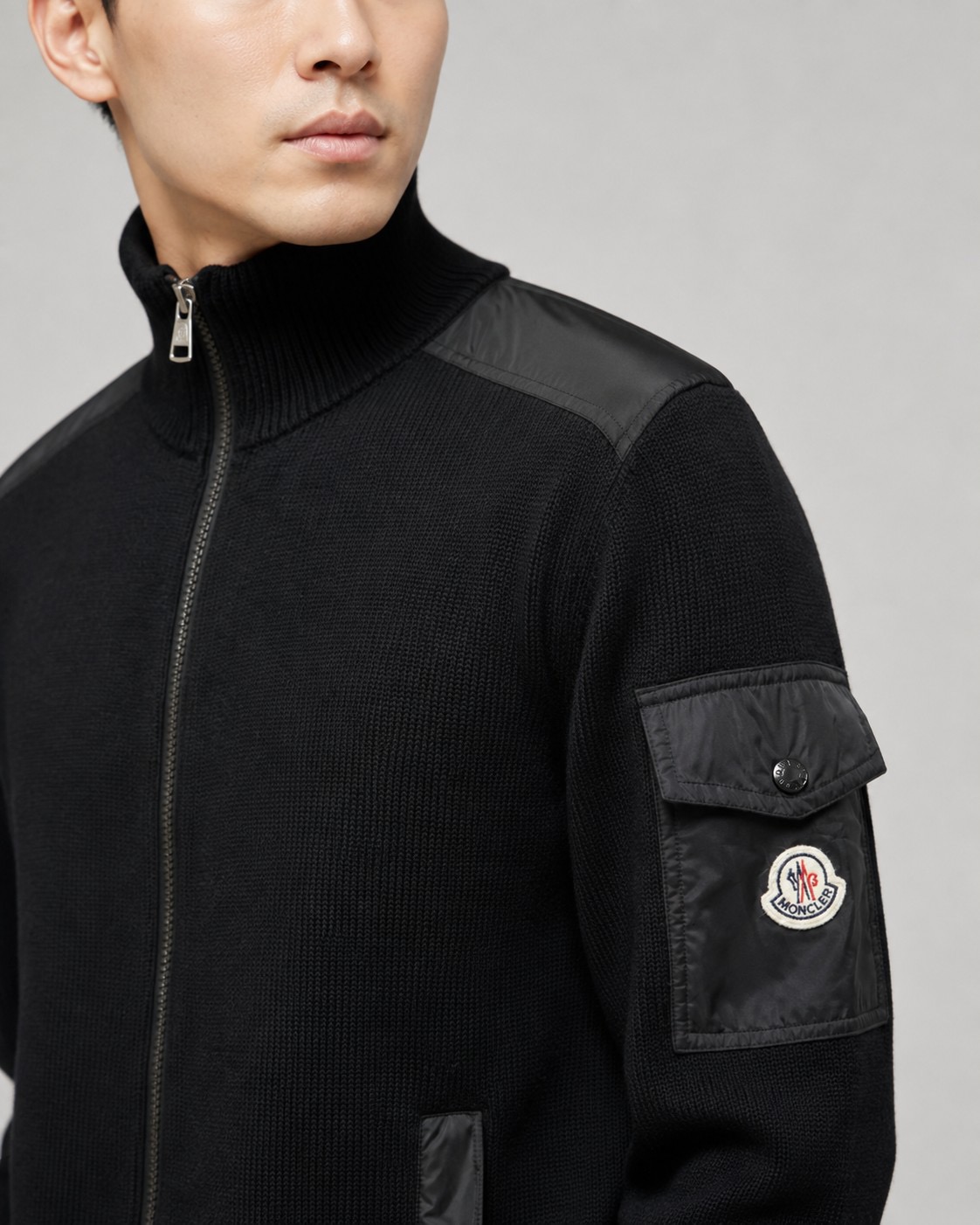 Sleeve-Pocket Zip Cardigan — product photograph