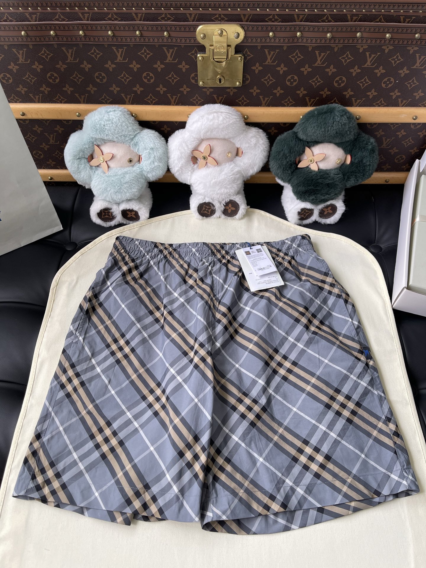 Diagonal Check Drawstring Shorts — product photograph