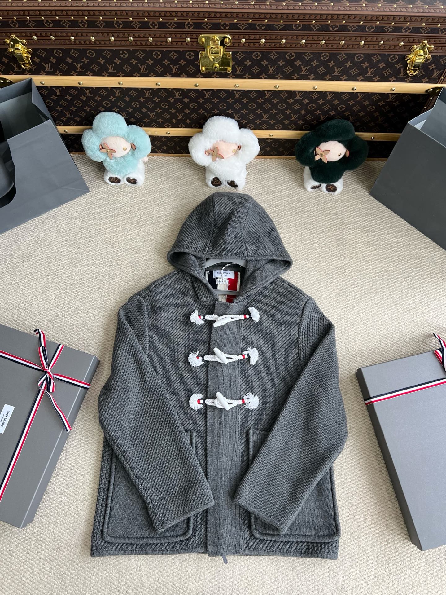 Toggle-Front Hooded Knit Coat — product photograph