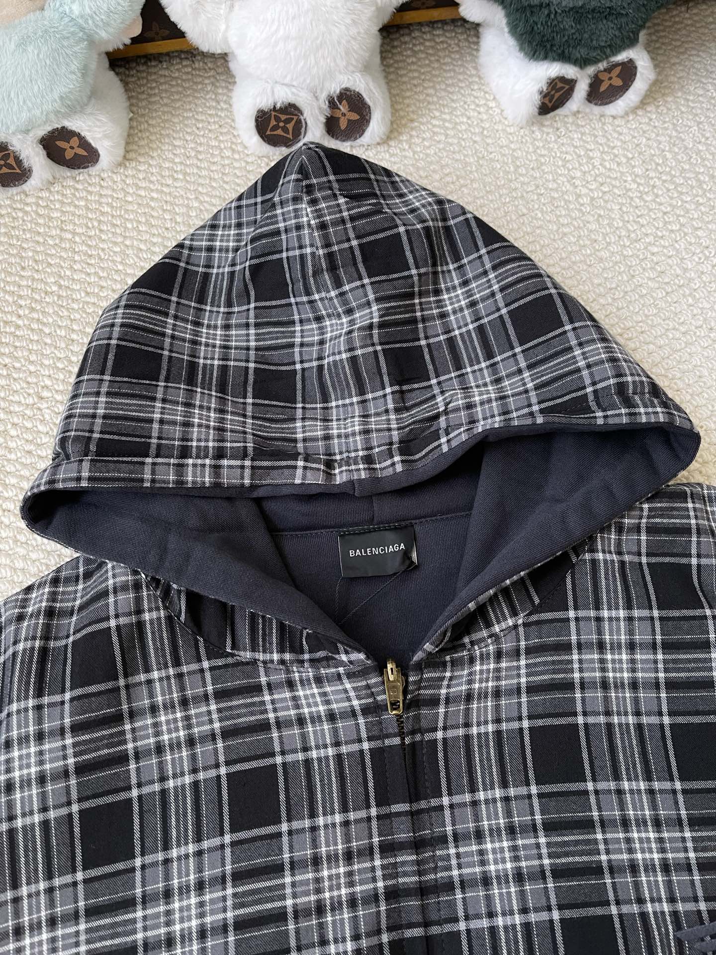 Plaid Zip Hooded Jacket — product photograph