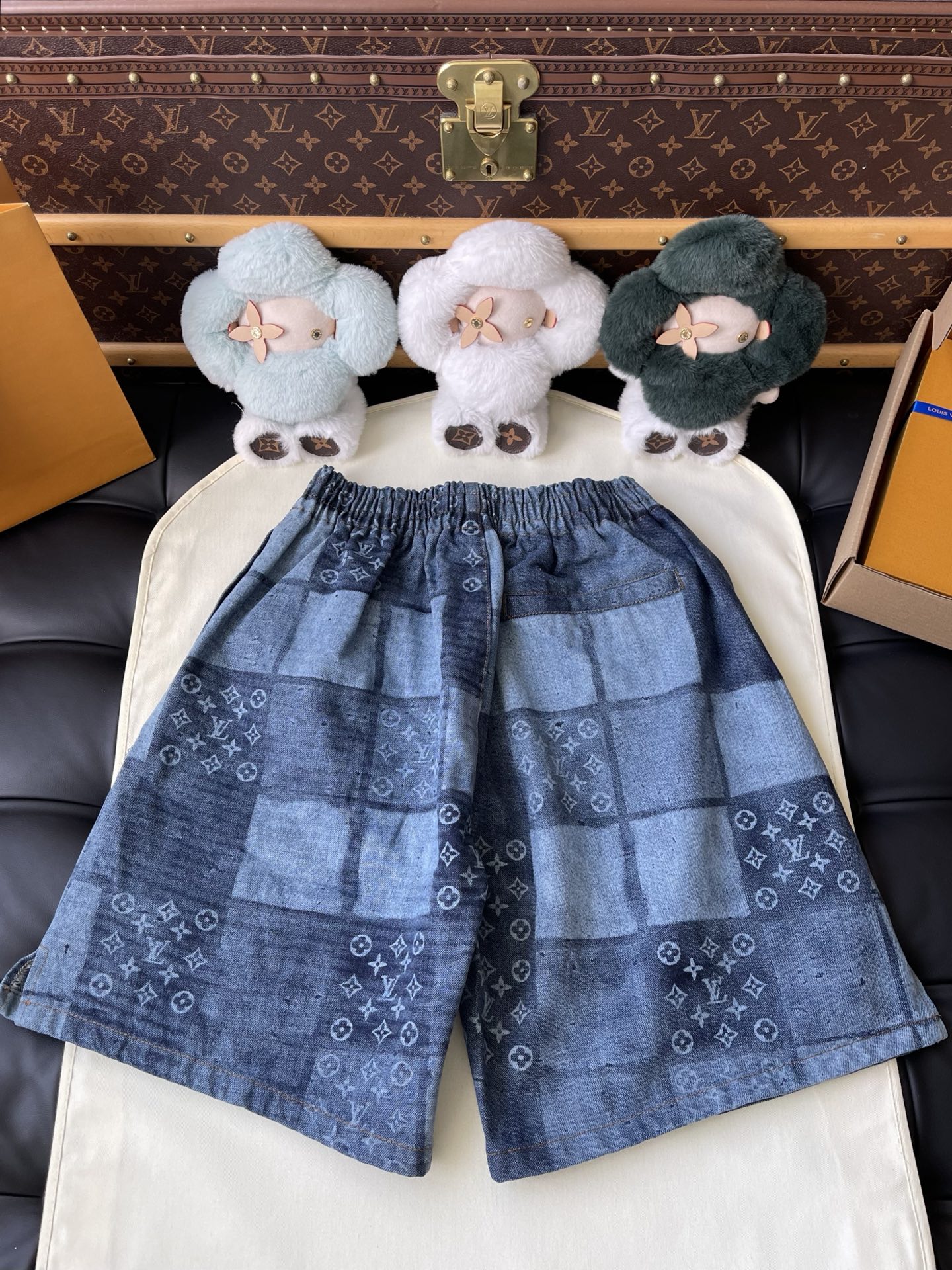 Patchwork Monogram Drawstring Shorts — product photograph