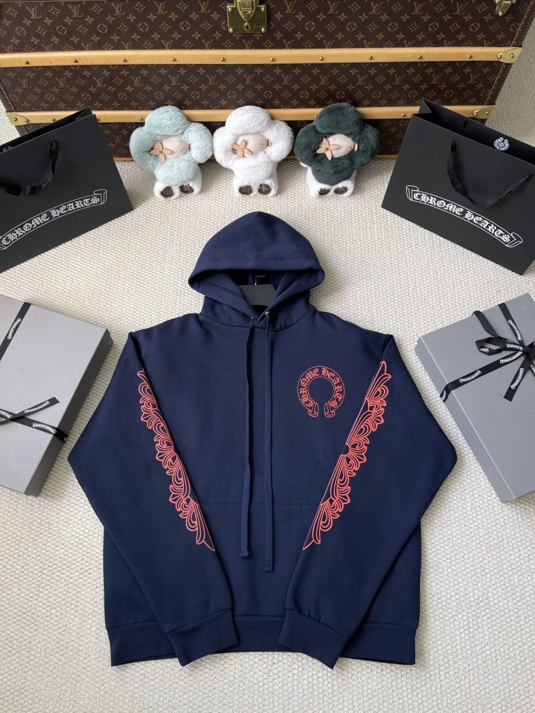 Red-Horseshoe Navy Zip Hoodie — product photograph