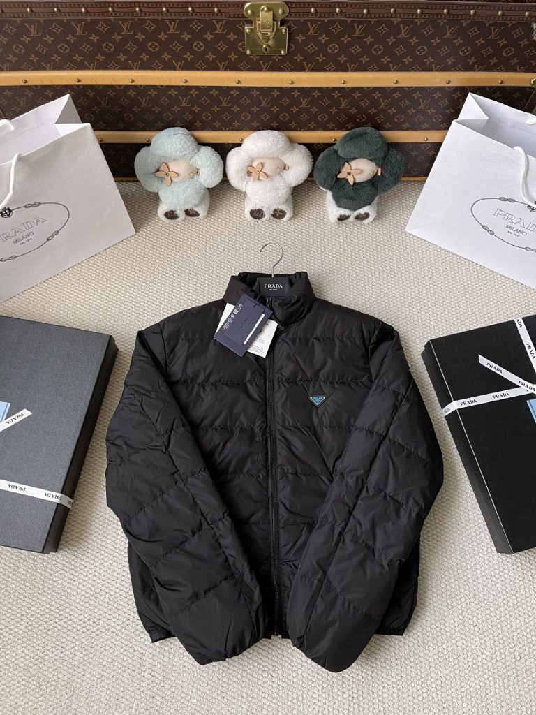 Triangle-Badge Zip-Pocket Puffer — product photograph