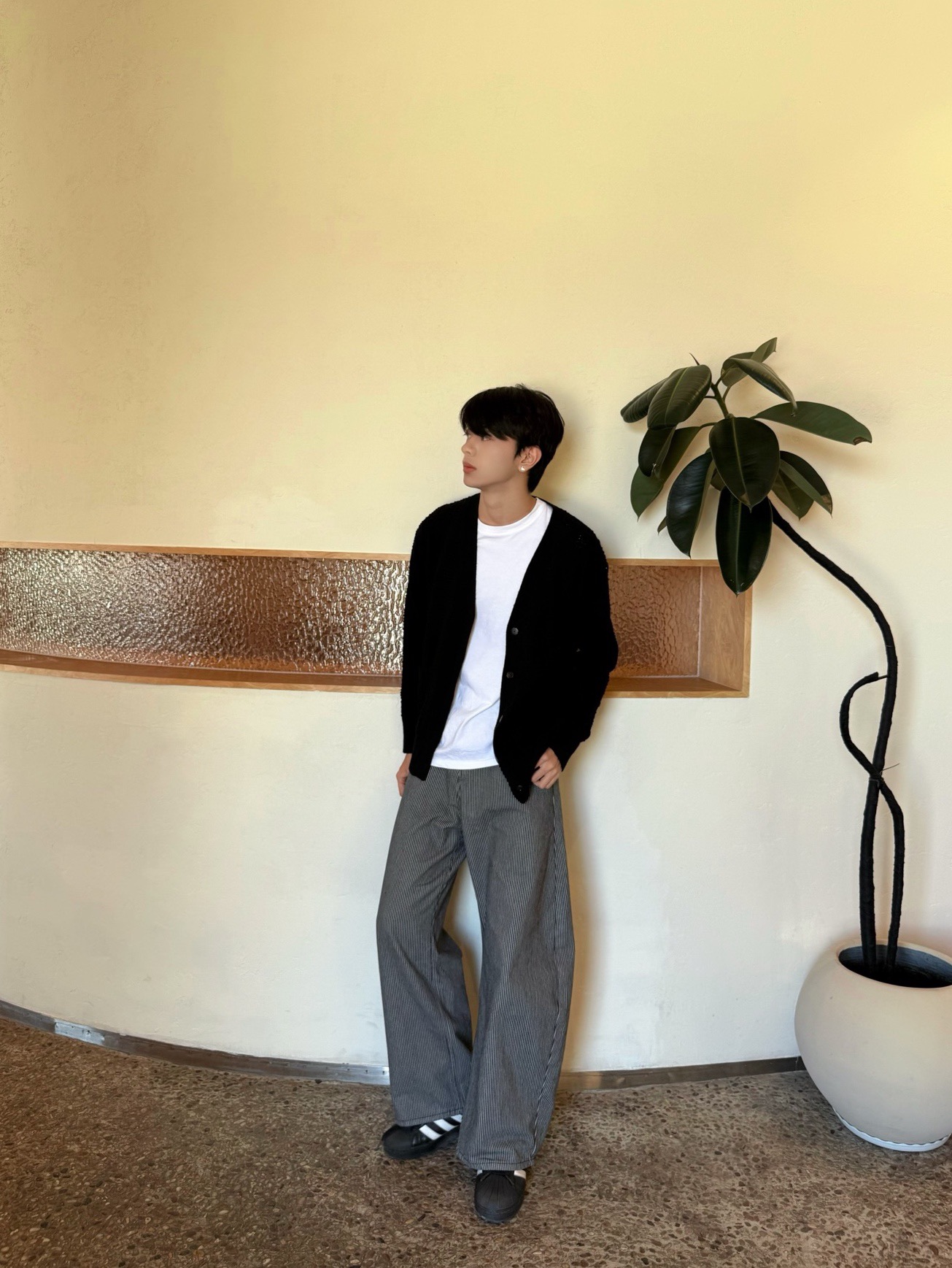 Cable-Panel V-Neck Cardigan — product photograph