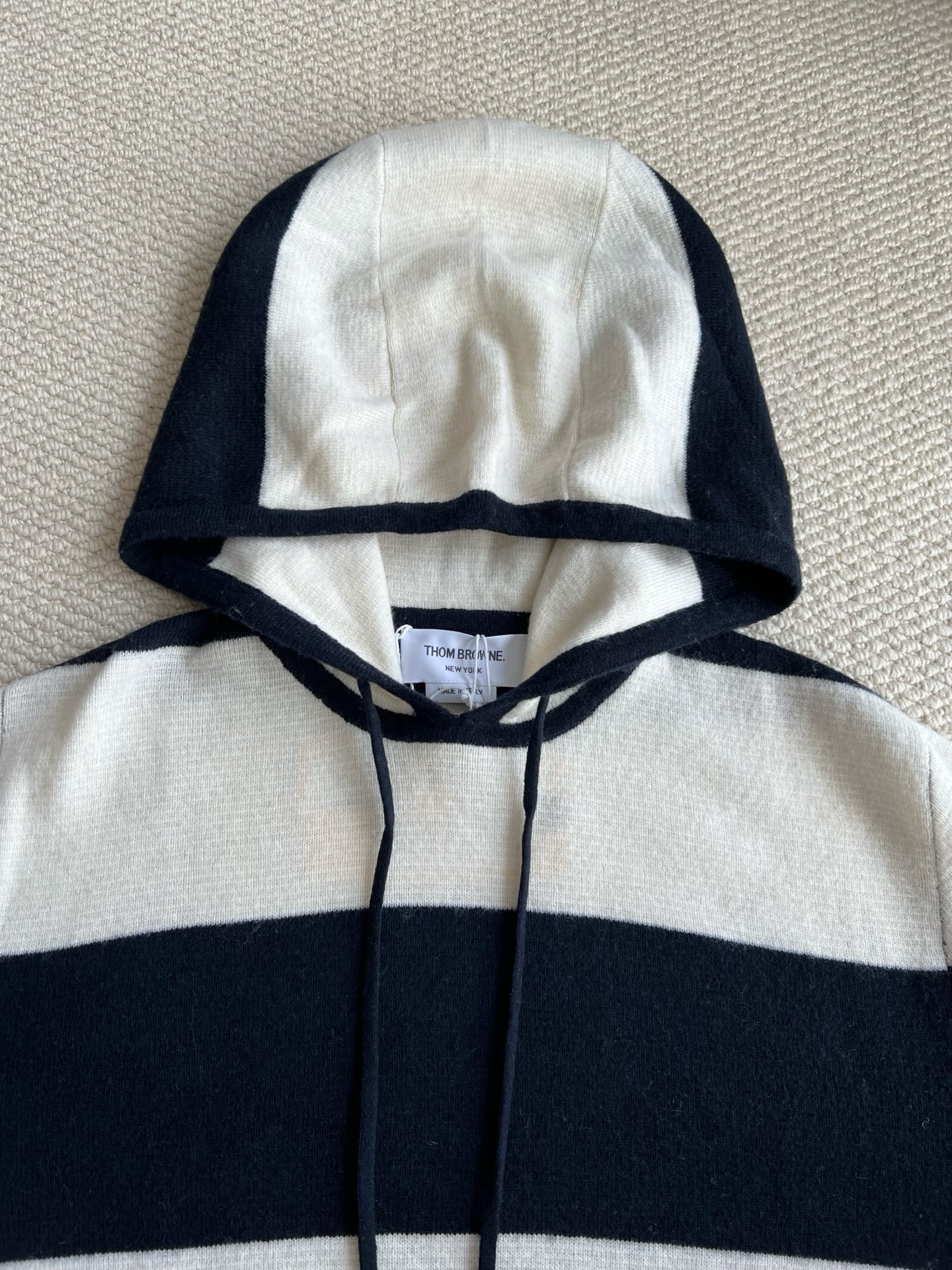 Broad-Stripe Four-Bar Pullover Hoodie — product photograph